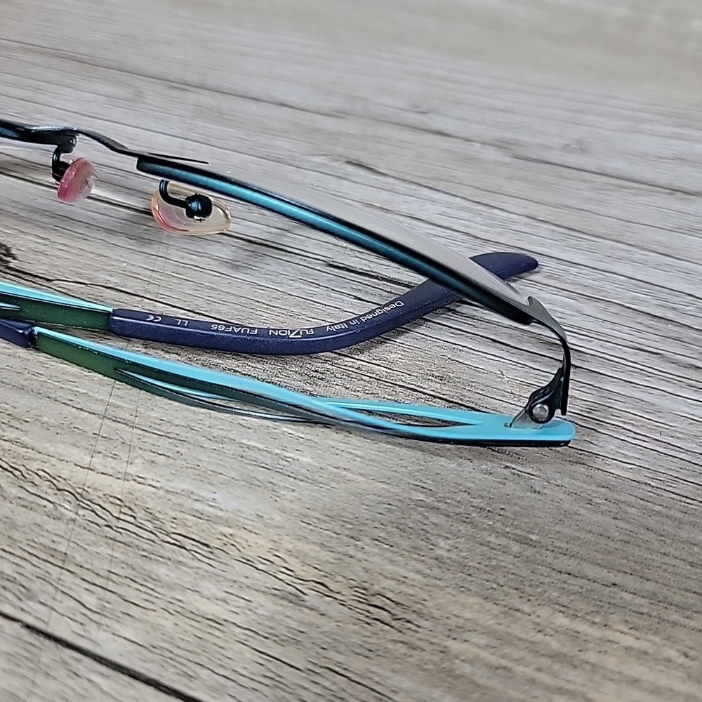 FUZION‎ mod# FUAF65 Eyeglasses Frames Blue Twist  Netal Half Rim 53-17 140mm SST - Picture 12 of 15